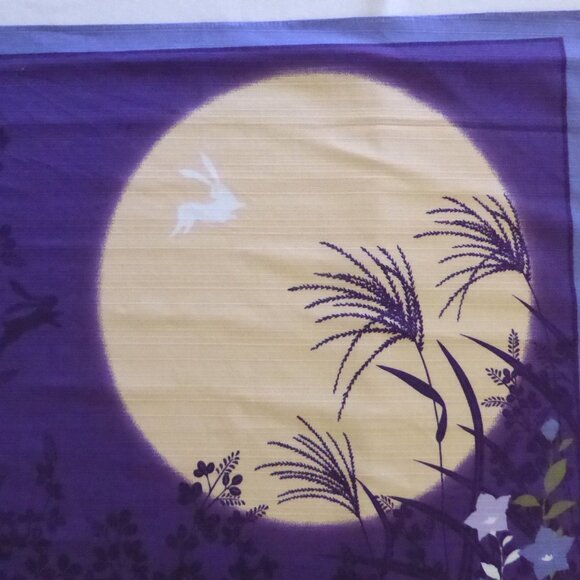 VINTAGE NEW JAPANESE JAPAN 20” RABBIT IN THE MOON FUROSHIKI WRAPPING CLOTH - Picture 6 of 10